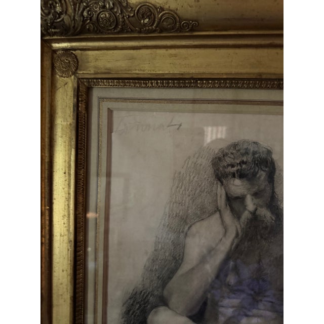 Portraiture Late 19th Century Male Academy Drawing For Sale - Image 3 of 5