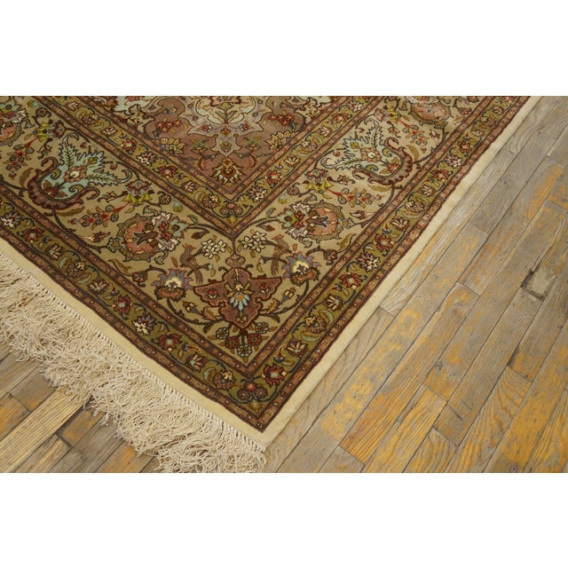 1940s Ivory Medallion Antique Persian Tabriz Rug 8'0"x 10'6 Handknotted Wool Carpet For Sale In New York - Image 6 of 6