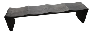 Andrianna Shamaris Triple Burnt Teak Wood Wave Bench