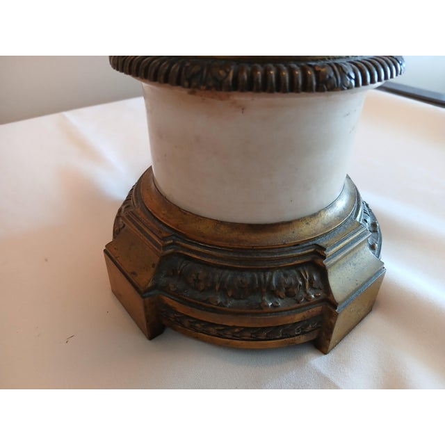 Antique Brass, Bronze, and Marble Cherub Bouillotte Lamp For Sale - Image 10 of 18