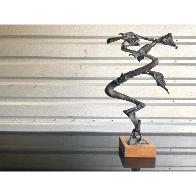 Bronze Midcentury Brutalist Bronze Abstract Sculpture Signed Robert Cool For Sale - Image 8 of 13