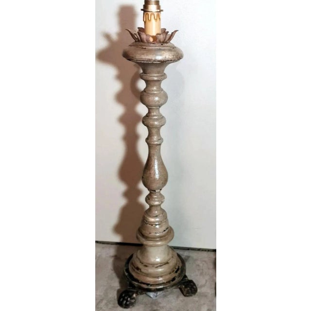 Early 19th Century Italian Wooden Church Candlesticks, 1830, Set of 2 For Sale - Image 5 of 13