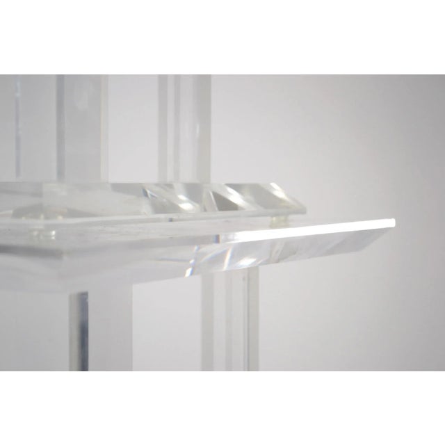 Plastic Vintage Lucite Pedestal with Lamp For Sale - Image 7 of 14