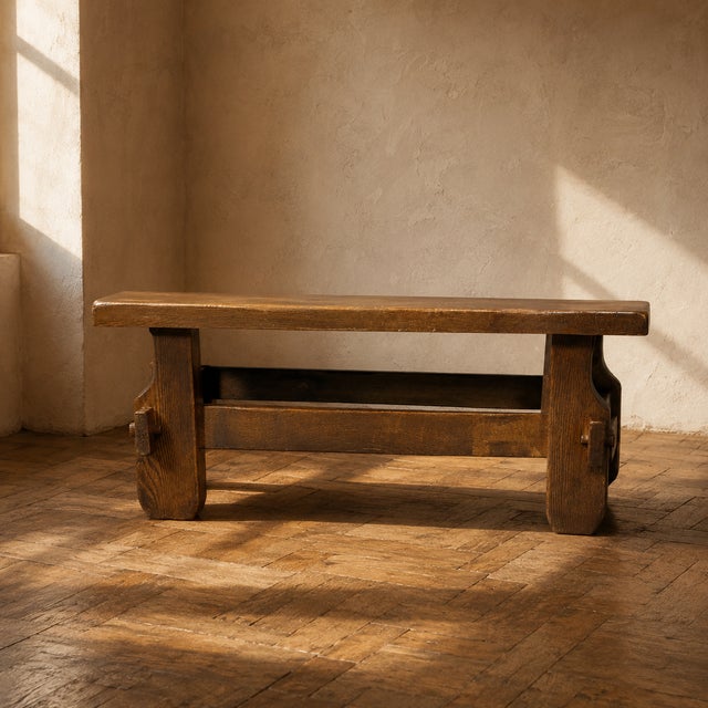 Wood Brutalist Oak Coffee Table, 1970s For Sale - Image 7 of 7