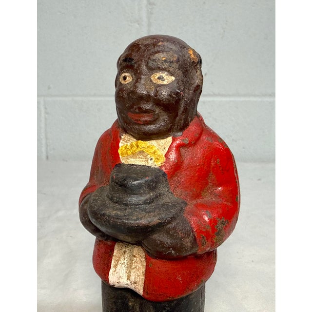 Antique Original Early 1900's Uncle Moses Cast Iron Coin Still Bank Americana For Sale - Image 4 of 12
