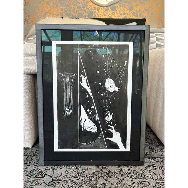 Original ink frames of the graphic novel Run Freak Run by Silver Saaremaeel (author) and Kaija Rudkiewicz (artist). Glass...