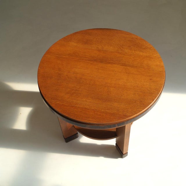 Wood Dutch Art Deco Oak Table with Macassar Ebony Details, 1920s For Sale - Image 7 of 18