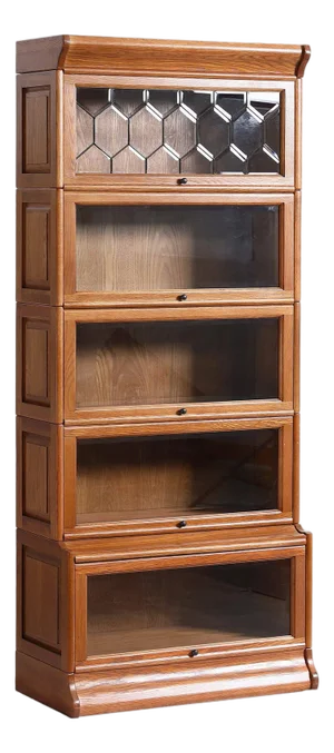 Mission Style Oak Barrister Bookcase 5 Stack-Leaded Glass in Micheals Cherry