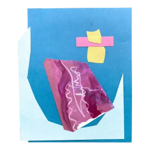 "Lip Gloss Iii" Contemporary Abstract Original Mixed-Media Collage on Paper by Zac Woodiel