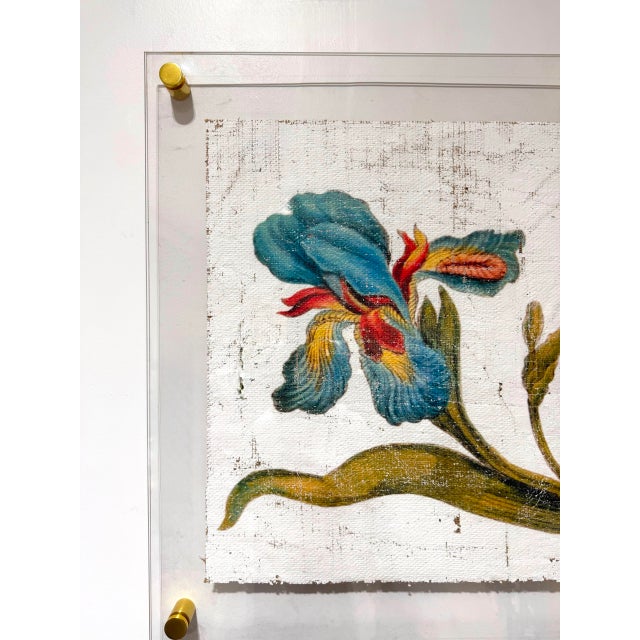 Vintage Teal Iris - Hand Textured Turquois Iris For Sale - Image 4 of 8