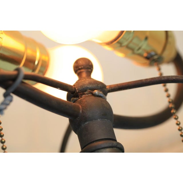 Antique Bradley & Hubbard Bronze Table Lamp With Slag Glass Dome Shade For Sale - Image 10 of 18