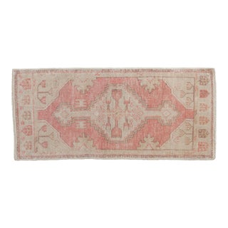 Vintage Distressed Oushak Rug Mat Runner - 1'7" X 3'6" For Sale