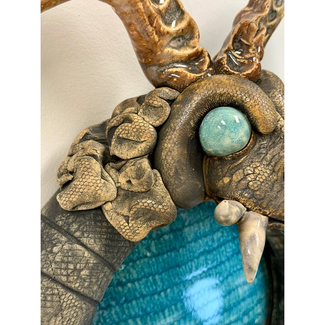 Aqua Vintage Richard Marshall Ceramic 'Woo' Dragon Wall Sconce For Sale - Image 8 of 11