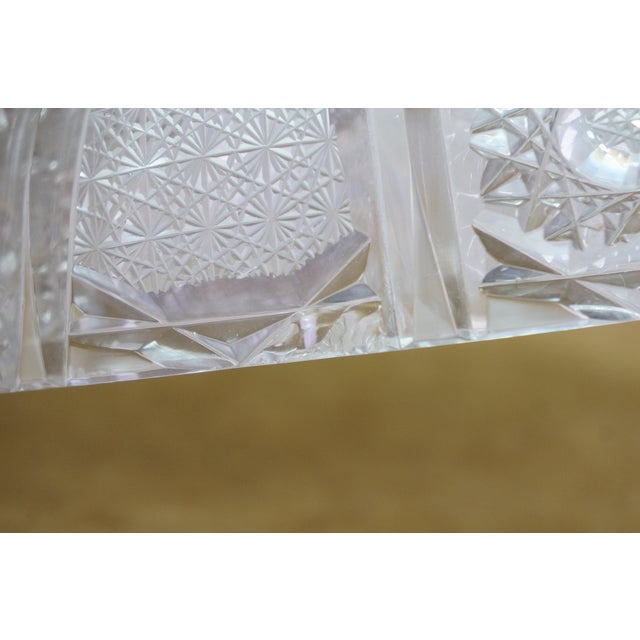 Antique Czech Bohemian Cut Crystal Lidded Box Bowl Compote Candy Dish 8" For Sale - Image 13 of 16