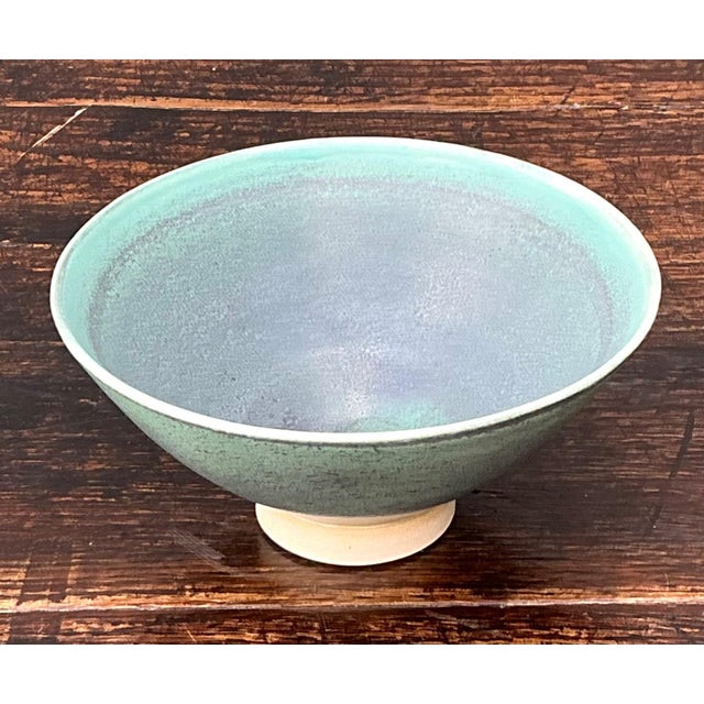 Handcrafted Speckled Green Ceramic Bowl For Sale - Image 16 of 16