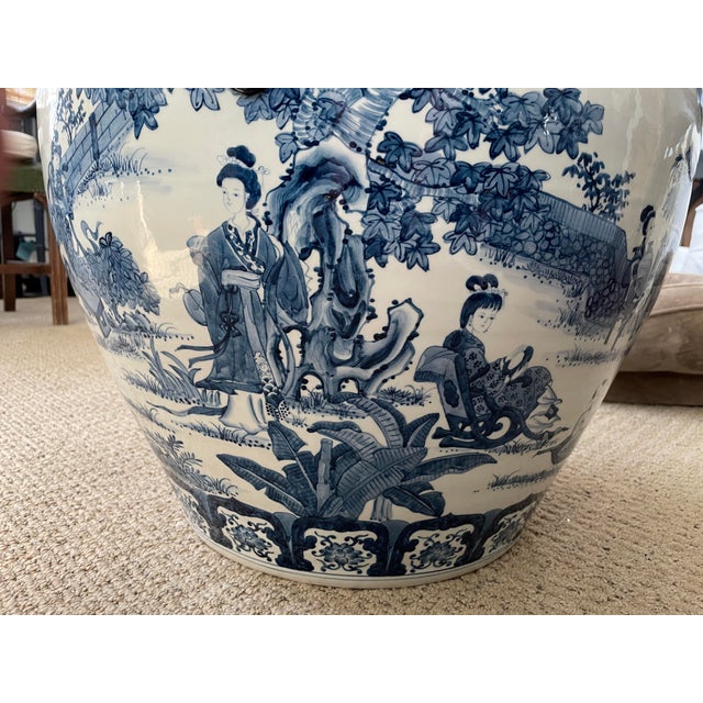 Blue Chinese Export XXL Blue & White Porcelain Tree Pot Floor Planter For Sale - Image 8 of 12