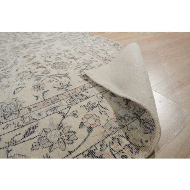 Traditional 4x6 Sleek Rustic Beige Floral Traditional Hand Knotted Wool Carpet Rug For Sale - Image 3 of 6