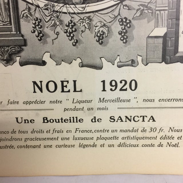 Original 1920 French Sancta Liqueur Ad For Sale - Image 4 of 7