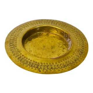 Mid-Century Solid Hammered Brass Ashtray For Sale