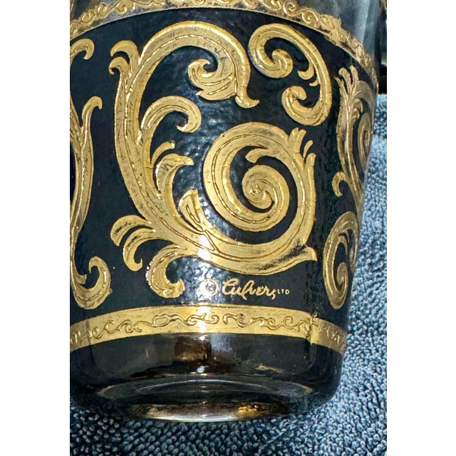 Culver Ltd. Vintage Culver LTD Ebony Baroque Gold Lowball Glasses - Set of 3 For Sale - Image 4 of 12