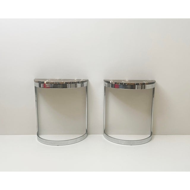 Half-Moon Console Tables, 1970s, Set of 2, in Flawless conditions. Designed 1970 to 1979