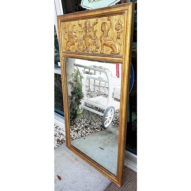 1920s Neoclassical Style Gilt Wall Trumeau Mirror For Sale In West Palm - Image 6 of 6