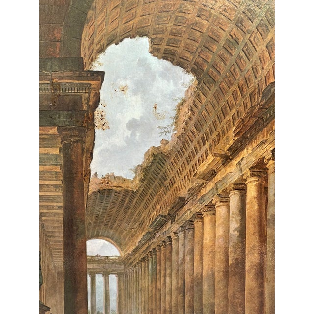 French Country Vintage Architectural Building Print in Decorative Frame For Sale - Image 3 of 5