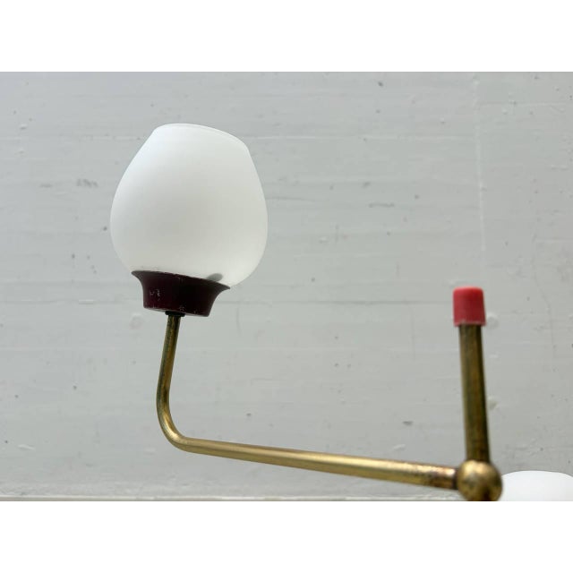 Gold Sputnik Ceiling Light with Brass Frame and Opal Glass, 1950s For Sale - Image 8 of 13
