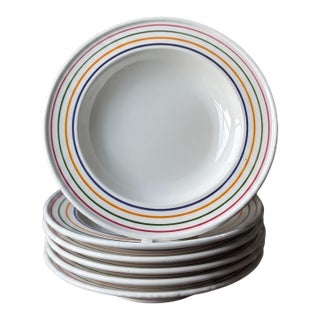 Vintage 1970s Italian La Primula Rainbow Striped Soup/Pasta Bowls - Set of 6 For Sale