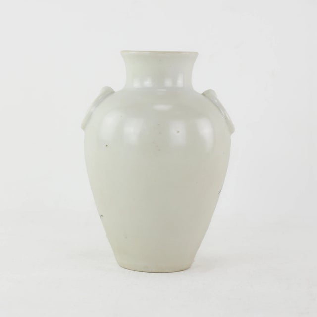 Early 20th Century Vintage Hand-Painted Porcelain Vase With Blue Floral Design For Sale - Image 5 of 9