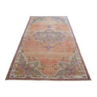 Vintage Hand Knotted Turkish Large Area Rug For Sale