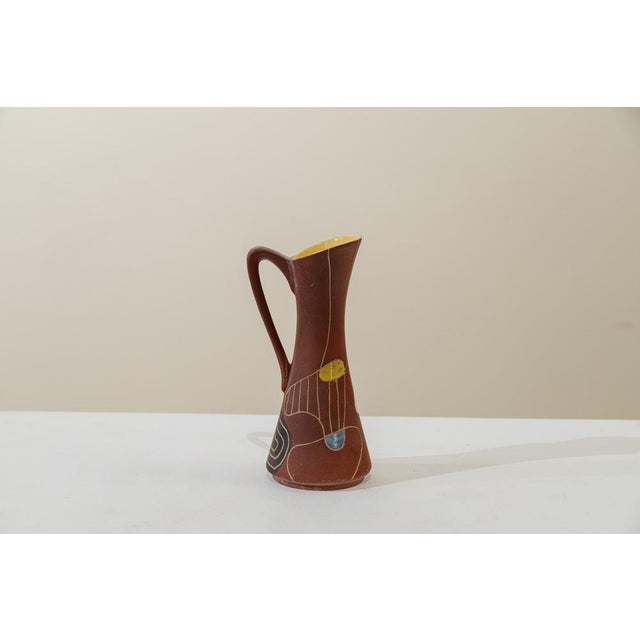 Brown German Mid-Century Terracotta Jug, Brazil Model by Designer Bodo Mans, 1950s. For Sale - Image 8 of 8