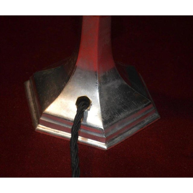 French Art Deco Silver-Plated Table Lamp with Opaline Glass Shade, 1920s For Sale - Image 17 of 18