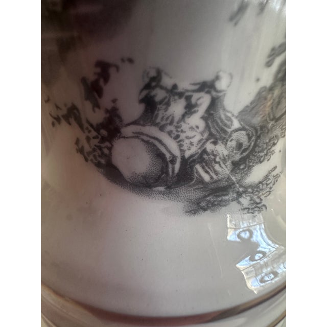 Ivory Vintage Black and Ivory Transferware Table Lamp Attributed to Stiffel For Sale - Image 8 of 8