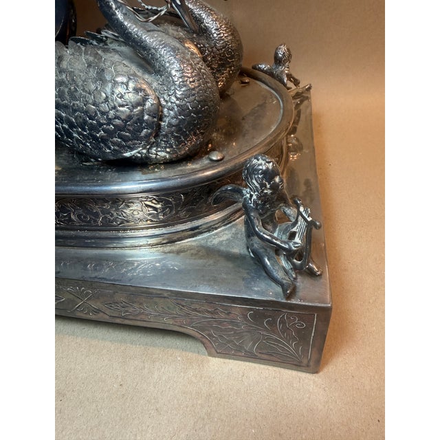 Victorian 1875 the Barge of Venus Electroplate Centerpiece by Middletown Silver Plate Co. For Sale - Image 3 of 12