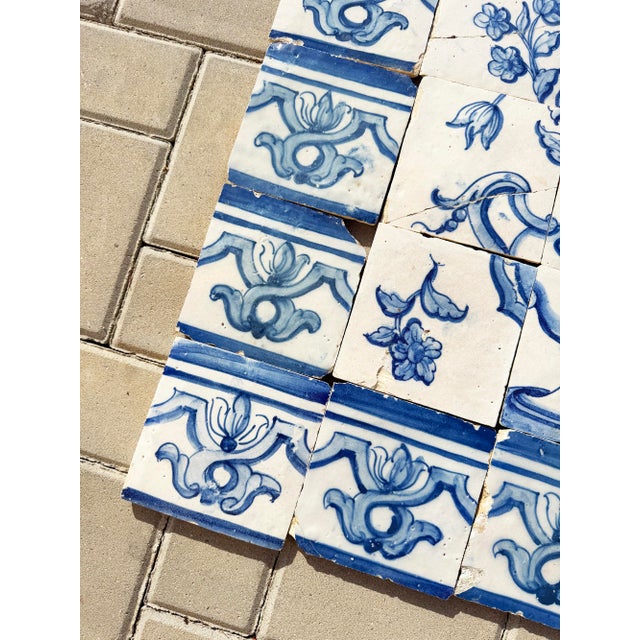 Baroque 18th Century Portuguese Baroque Blue & White Floral Urn Tile Panel For Sale - Image 3 of 16
