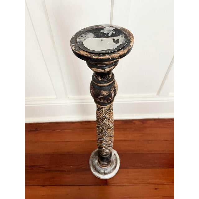 Wood 19th Century European Wooden Hand-Carved Candle Holder For Sale - Image 7 of 10