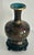 Bronze Vintage Cloisonné Vase Earth Tones With Carved Wooden Base For Sale - Image 8 of 16