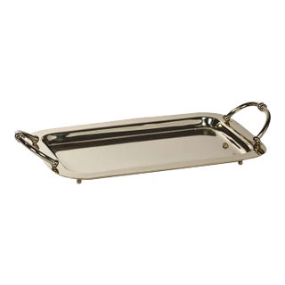 Manetta Polished Steel and Brass Tray, Small, Gold For Sale