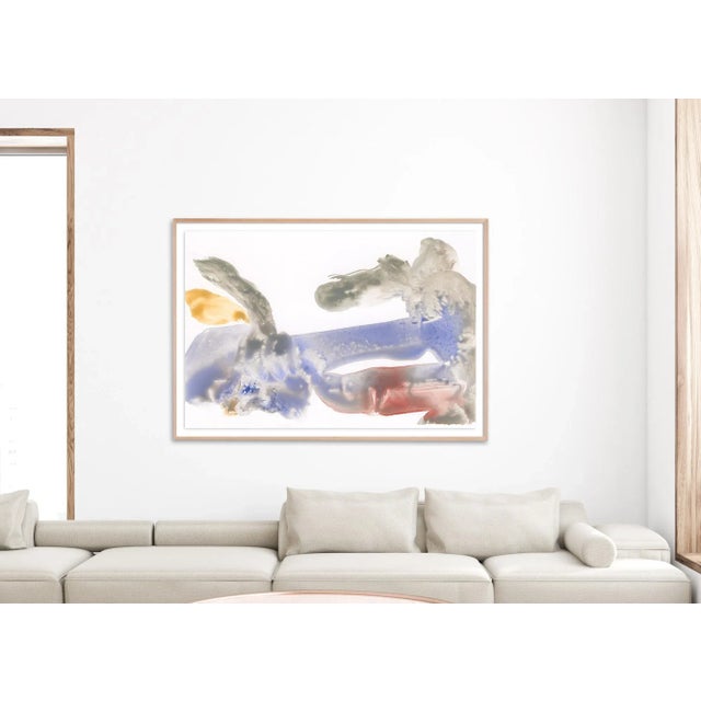 Mid-Century Modern "Aria" Gestural Abstract Pigment Print in Pale Tones - 60" X 40" For Sale - Image 3 of 6