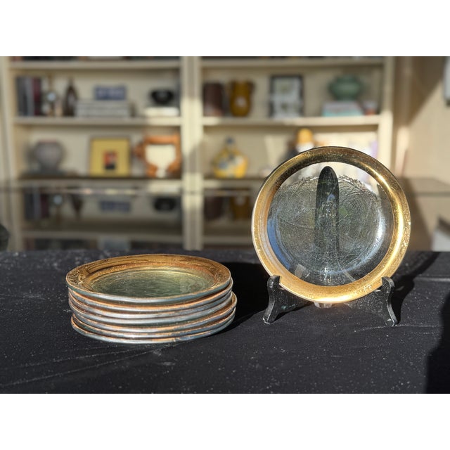 Gold Vintage Annieglass Roman Antique Appetizer Plates – 24k Gold Rim – Signed 1980s (Set of 4) For Sale - Image 8 of 8