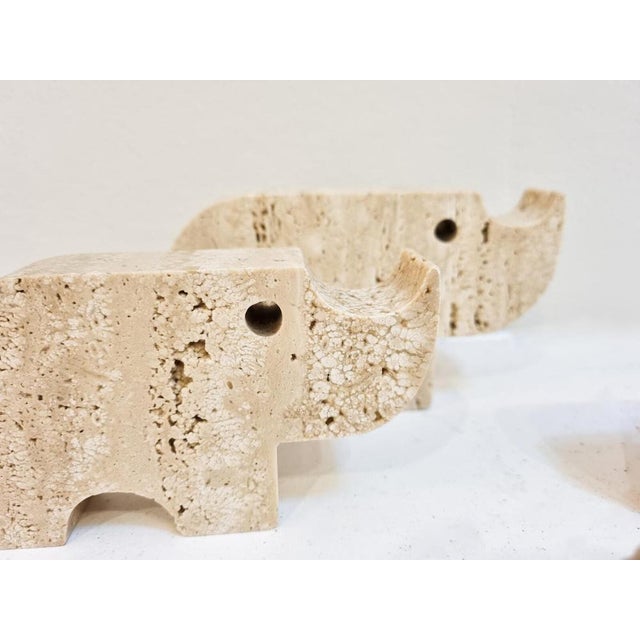 Italian Brutalist Travertine Rhinoceros Sculptures attributed to Fratelli Mannelli, Italy, 1970s, Set of 4 For Sale - Image 4 of 9