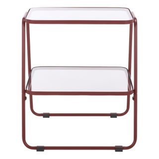 Zunia 2 Tier Accent Table in Brick Red For Sale