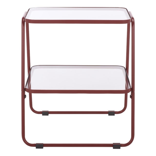 Zunia 2 Tier Accent Table in Brick Red For Sale