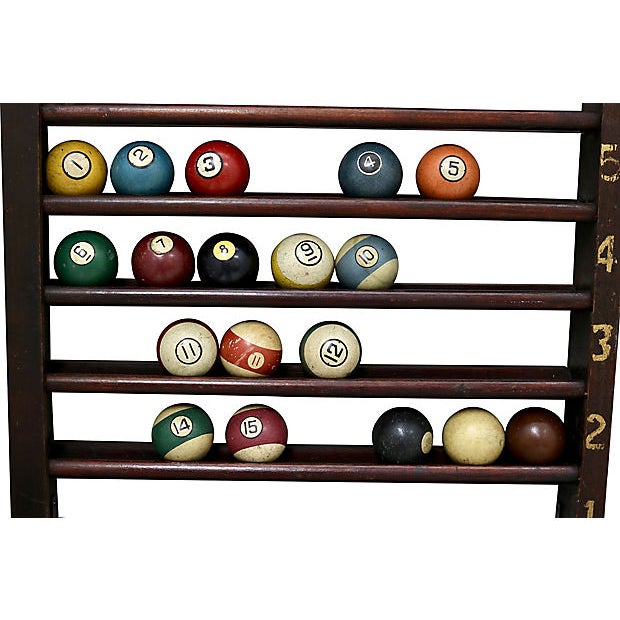 Antique Pool Ball Rack Set Chairish
