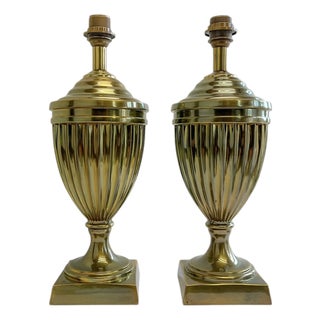 Large Empire Brass Urn Shaped Table Lamps from Kullmann, 1970s, Set of 2 For Sale