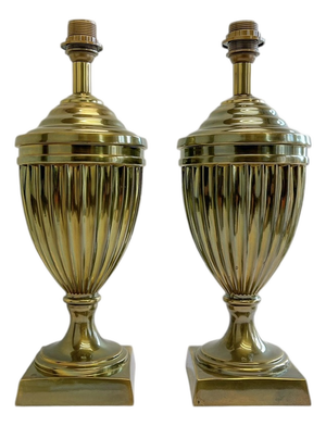Large Empire Brass Urn Shaped Table Lamps from Kullmann, 1970s, Set of 2
