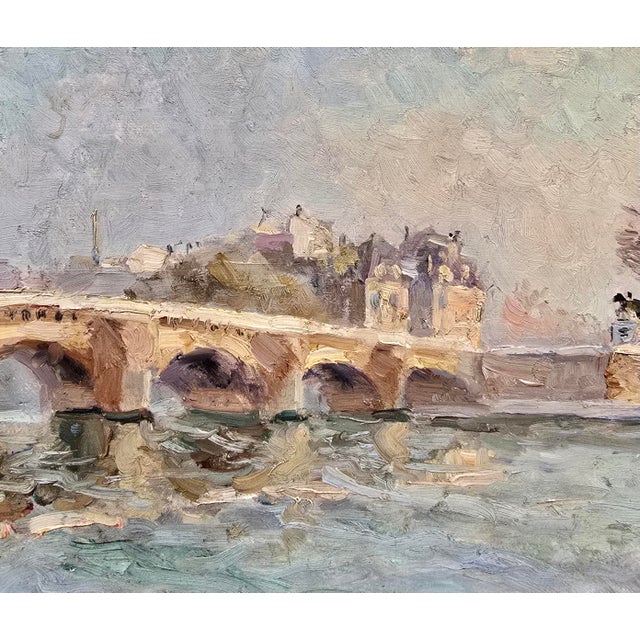 Late 19th Century Albert Lebourg —Pont De Paris — 1880s French Impressionist Oil Painting For Sale - Image 5 of 10