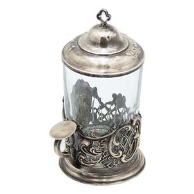 Glass Cup with Silver Structure For Sale