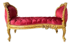Marquis French Tufted Bench Red Velvet
